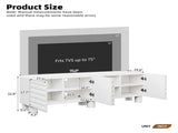 Stylish Thick Wavy Door TV Cabinet with Adjustable Shelves, Cream Style TV Stand with 4 Cabinets for N721P350797K