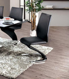 Contemporary Style Z-Shaped Chair Base 2pcs Chairs Black Leatherette Chrome Finish Side Chair B011P152661