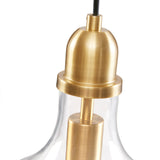 Bell Shaped Hanging Glass Pendant Light Gold/Clear Dia.9" B03597663