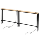2 Pack 39.4" Narrow Console Sofa Table with Power Outlets and USB Ports, Long 75432596