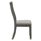 ZNTS Casual Dining Height Side Chairs 2pc Antique Gray Wood Frame Fabric Upholstery B01143656