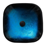 Bathroom Artistic Tempered Glass Vessel Bathroom Sink with Faucet and Pop-up Drain, Blue W1243P247452