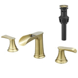 Bathroom Faucets for Sink 3 Hole Nickel Gold 8 inch Widespread Bathroom Sink Faucet with Pop Up W1932P182995
