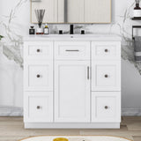 ZNTS Modern White 36-Inch Bathroom Vanity Cabinet with Resin Integrated Basin - With 4 drawers 1 13879816