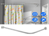 Curved Shower Rod L - Shaped Stainless Steel, Adjustable Stretchable Shower Curtain Rod for 30133873