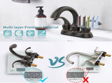 Bathroom Faucet 2-Handle Oil Rubbed Bronze Aerator, Swan Style 4-inch Centerset Vanity Sink 75670917