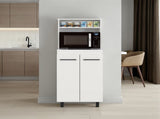 Enderlin Microwave Stand with 3 Shelves, 2 Doors, 4 legs and Cabinet, White B097P474297