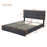 ZNTS Queen Size Upholstered Platform Bed with Hydraulic Storage System,No Box Spring Needed,Black WF310943AAB