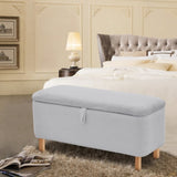 ZNTS Basics Upholstered Storage Ottoman and Entryway Bench GREY W1805137546