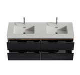 Grace 60" Walnut Bathroom Vanity with Glossy White Solid Surface Sink and Soft Black Drawers, Wall W1865P281239