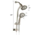 Drill-Free Stainless Steel Slide Bar Combo Rain Showerhead 7-Setting Hand, Dual Shower Head Spa W121947477