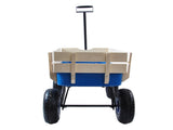 Outdoor Wagon All Terrain Pulling Wood Railing Air Tires Garden Cart W22740235