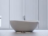 63" Freestanding Solid Surface Bathtub, Luxury Engineered Stone Resin Freestanding Soaking Bathtub W1573P175755