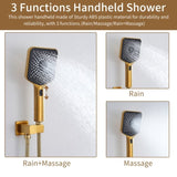 3-Function 12-Inch Ceiling-Mounted Thermostatic Shower System in Brushed Gold with Square Shower T3609P352716