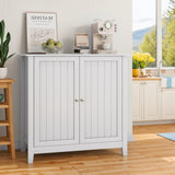 White Double Door Storage, Mid-Century Modern Freestanding Buffet, Bathroom Storage W1706P324561