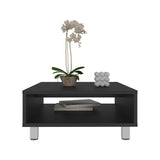 Eclipse 10" H Low Minimalistic Square Coffe Table with Open Storage Black B070P254753