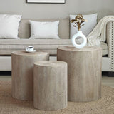 Set of 3 Nautral Wood Coffee Table with clear and visible tree rings W2729P199132