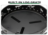 30 Inch Round Outdoor Wood Pit, Heavy Duty Wrought Iron Firepit with Hinged Spark 65297911
