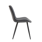 Modern Design Dining Chairs 2pc Set Gray Faux Leather Upholstery Black Metal Legs Kitchen Dining B011P238922