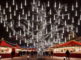 Multi color meteor shower outdoor solar powered icicle snowflake falling rain string 78470024