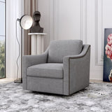 360 Degree Swivel Armchair Cotton linen skin-friendly fabric Ergonomic design Brass nail decorative W2113127543
