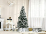 6' Tall Unlit Snow-Flocked Slim Artificial Christmas Tree with Realistic Branches and 492 Tips-Does 60727428