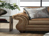 Leinster Faux Leather Sofa and Loveseat with Antique Bronze Nailheads T2574P196937