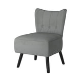 ZNTS Unique Style Gray Velvet Covering Accent Chair Button-Tufted Back Brown Finish Wood Legs Modern Home B01143825