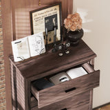 Retro American Country Style Wooden Dresser with 5 Drawer, Storage Cabinet for Bedroom, Dark Walnut WF324089AAD