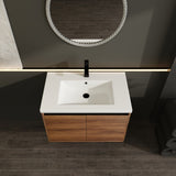 LEVISTAR Brown 30 Inch Bathroom Vanity with resin Countertop Sink, 2 Doors Bathroom Cabinet Set W1972P165046