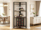 4 Tier Corner Wine Rack with Glass Holder, Storage Shelves and Bottle Display 50861799