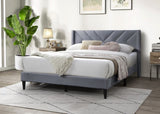 ZNTS Elegant Modern Gray Velvet Upholstered Queen Size Bed Clean Lines Design Headboard 1pc Bedframe B011P238925