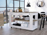 Rockaway 2-Drawer 2-Shelf Kitchen Island White and Light Oak B06280059