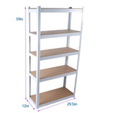 ZNTS 5 Tier Laminated White Metal Shelving Unit Adjustable Garage Storage Utility Rack Heavy Duty Shelves 02251443