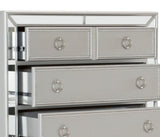 ZNTS Modern Traditional Style 1pc Bedroom Chest of Drawers Embossed Textural Fronts Silver Finish B01152307