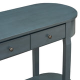 TREXM Elegant Retro Console Table with Curved Design Smooth Glaze for Entryways, Living Rooms N715P230796M