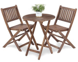 ZNTS 3-Piece Acacia Wood Bistro Set, Wooden Folding Patio Furniture for Garden Backyard Balcony Porch w/ 04266338