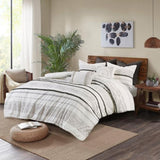 Cotton Printed Comforter Set with Trims Black/White Full/Queen B03596416