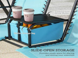 Blue 2-Seat Outdoor Porch Swing for Poolside Lounging, with Canopy, Storage Table & Cup Holders 20239315
