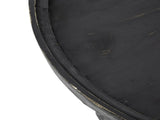 D23.5 x 25" Round Three Tiered Side Table with Rattan Shelf, Black W2078P231566