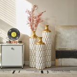 Floor metal vase modern style decoration droplet shaped white metal vase 3-piece set gorgeous W2796P255601