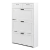 3 Drawers 2 Drawers with Top Baffle Shoe Cabinet Particle Board 80*25*120cm White 16903625
