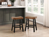 Transitional Design Counter Height Stools Set of 2pcs, Black and Brown Finish Solid Rubberwood B011P284437