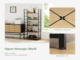 5-Tier Wooden Bookshelf with Adjustable Feet, Metal Frame, Waterproof and Scratch-Resistant Shelves, 77869644