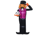 12FT Giant Halloween Inflatable Blow Up Decorations, Pumpkin Man Holding Skull with Built-in LEDs 79482850