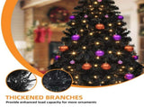6ft Pre-Lit Artificial Christmas Tree,Hinged Black Halloween Christmas Tree with 818 Branch Tips and 92258842