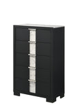 1pc Contemporary Black Finish Chest Five Drawers Metal knobs Black White Bedroom Wooden Furniture B011P255266