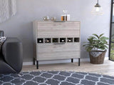 Bar Cabinet Puertu, Six Wine Cubbies, Double Door Cabinet, Light Gray Finish B092123057