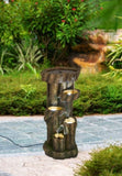 ZNTS 11x13.4x31.5" Rustic Decorative Tree Trunk 5 Tier Water Fountain, with Light Pump, for Indoor W2078138956