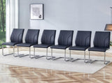 6 Dining Chair Set, Black Dining Chair Set, PU Material High Back Seat and Sturdy Leg Chair, W1151P203804